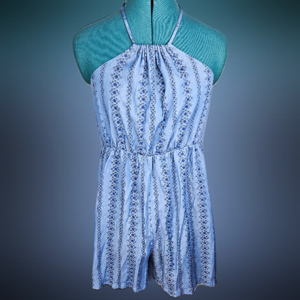 shein- Blue shorts romper